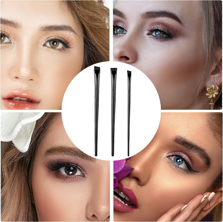 Precision Eyeliner Brush Set - 3 Piece Makeup Kit for Eyeshadow and Brow Shaping