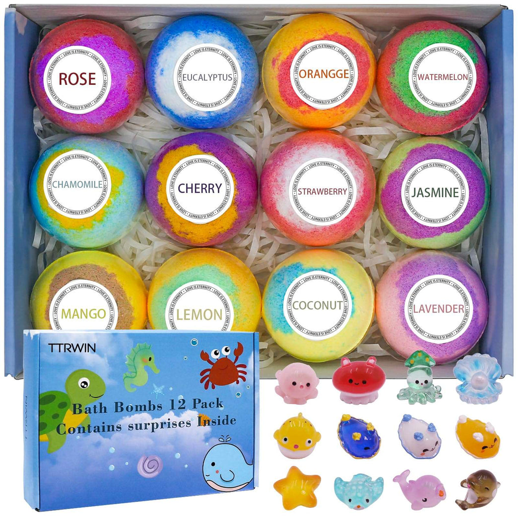 Bath Bombs Gift Set,with Surprise Toys Inside, Organic and All Natural Ingredients Bubble Bath Bombs Fizzes Spa Ideal Birthday Easter for Boys & Girls