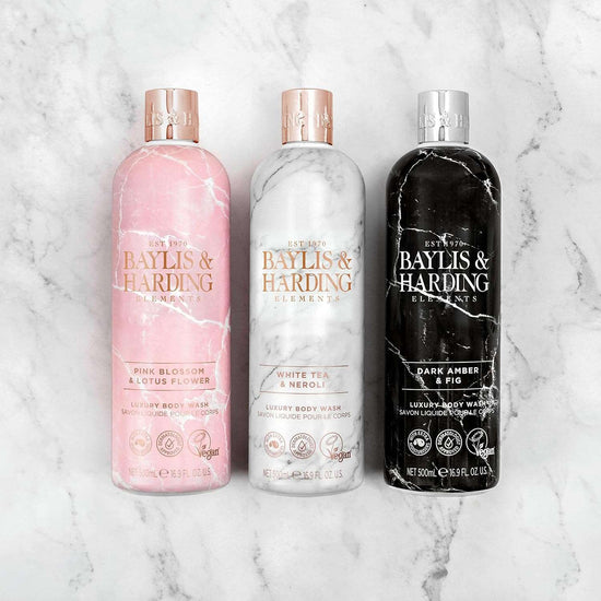 Baylis & Harding Elements Pink Blossom & Lotus Flower Luxury Body Wash, 500 ml (Pack of 4) - Vegan Friendly