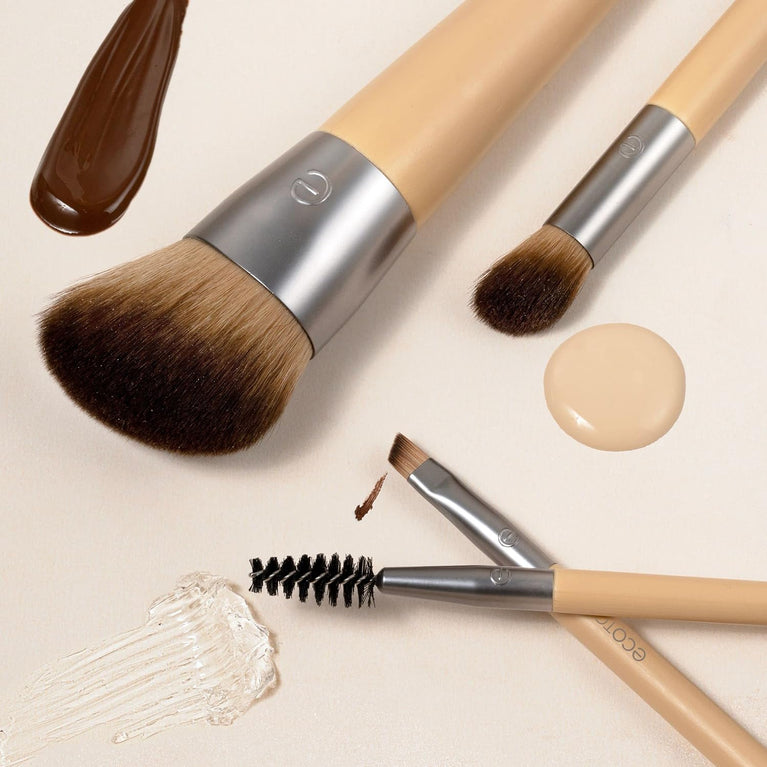 2x Radiant Blush & Highlight Brush Duo, Vegan & Cruelty-Free Synthetic Bristles for Skin Enhancement