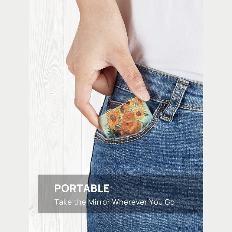 Square Compact Makeup Mirror with Magnetic Closure