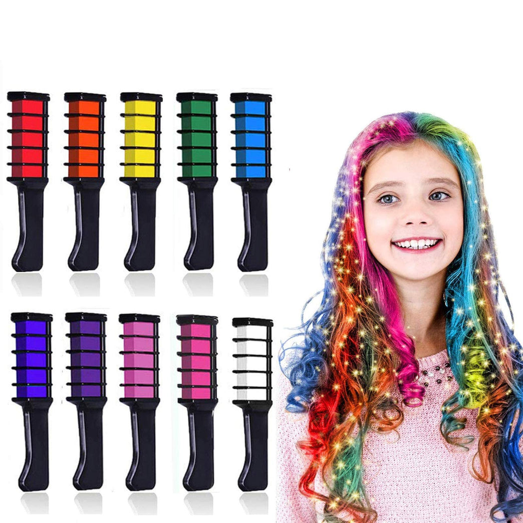 Colorful Hair Chalk Set for Kids and Teens - Temporary Hair Dye Comb for Vibrant Hair Colors