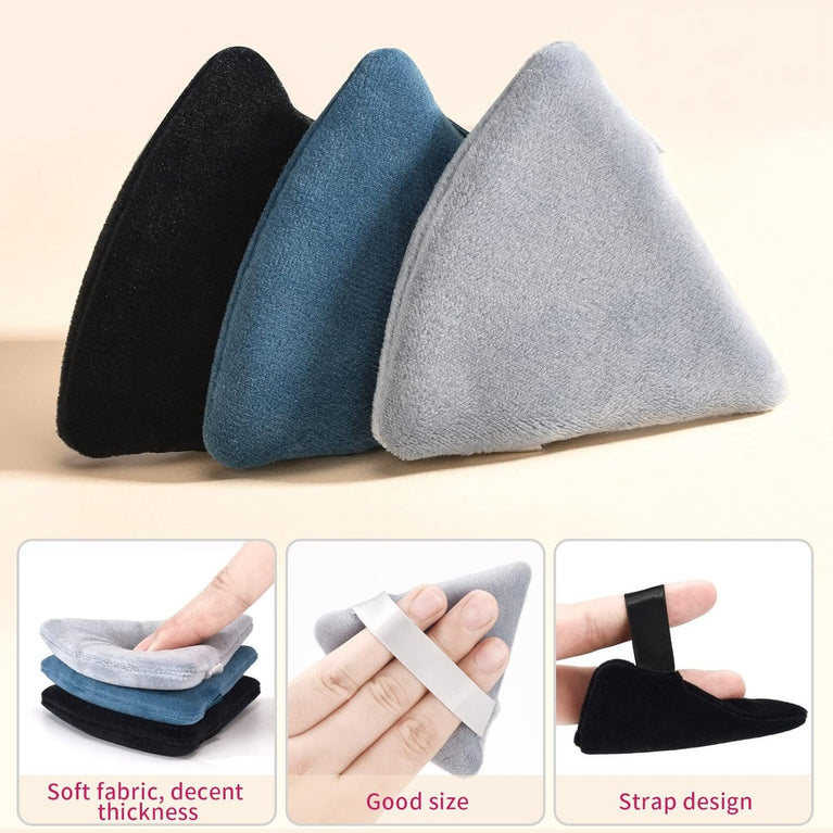 Makeup Powder Puffs, 4 Pack - Triangular, Washable Sponge with Strap for Wet or Dry Cosmetics
