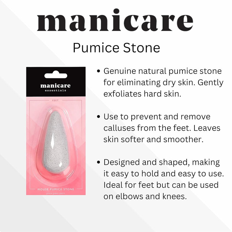 Manicare Natural Pumice Stone Mouse, Dry Skin Eliminator and Callus Remover, Cracked Heel Treatment, Pedicure Block for Knees and Elbows Exfoliation, Skin Smoothing Tool