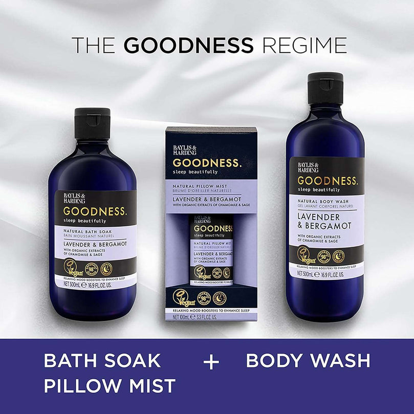 Baylis & Harding Goodness Sleep Lavender & Bergamot Sleep Bath Soak, 500 ml (Pack of 4) - Vegan Friendly