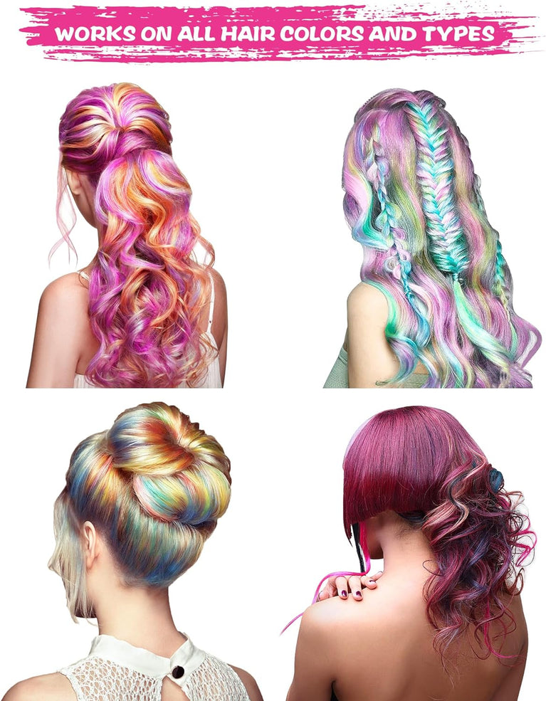 Colorful Hair Chalk Set for Kids and Adults - Temporary Hair Dye Kit with Washable Chalk Pens