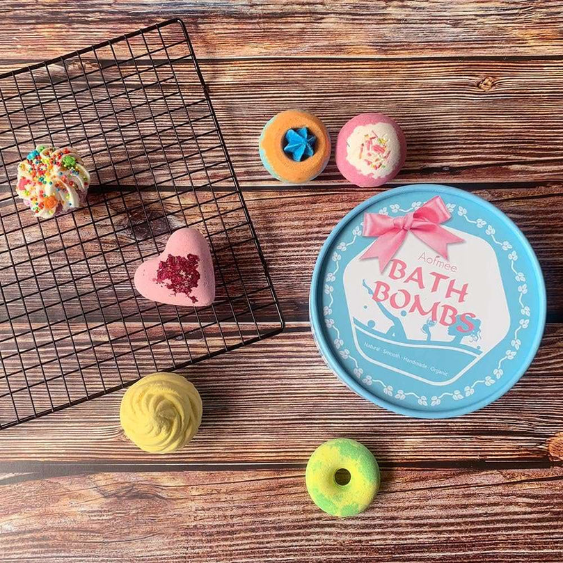 Aofmee Bath Bombs Gift Set, Handmade Bubble and Floating Fizzies Spa Kit, Shea and Cocoa Dry Skin Moisturize, Birthday Valentines Mothers Day Anniversary Christmas Gifts for Women, Mum, Her, Kids