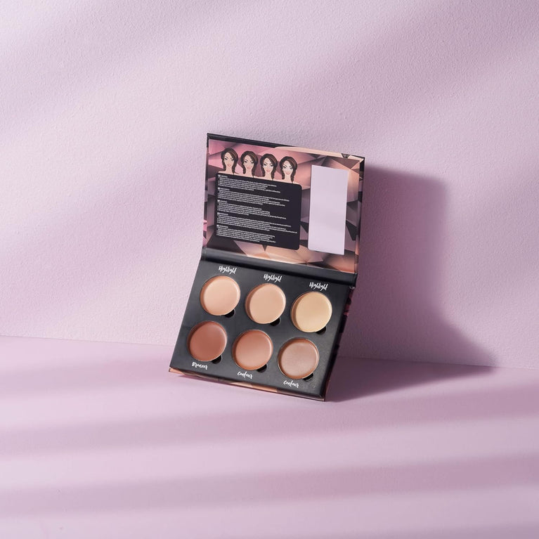 W7 Cosmetics Professional Contour Kit - Cream-Based Highlighting & Concealing Palette with Step-by-Step Guide