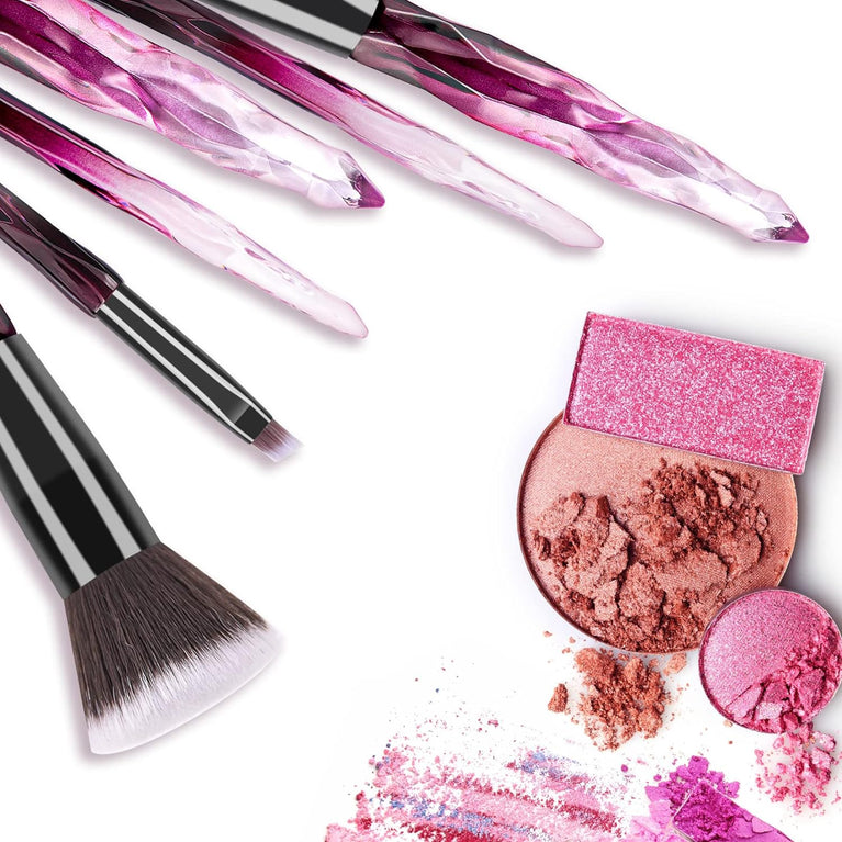Crystal Gem Makeup Brushes Set with Starry Gift Box - 15pcs Professional Makeup Brush Collection in Blue