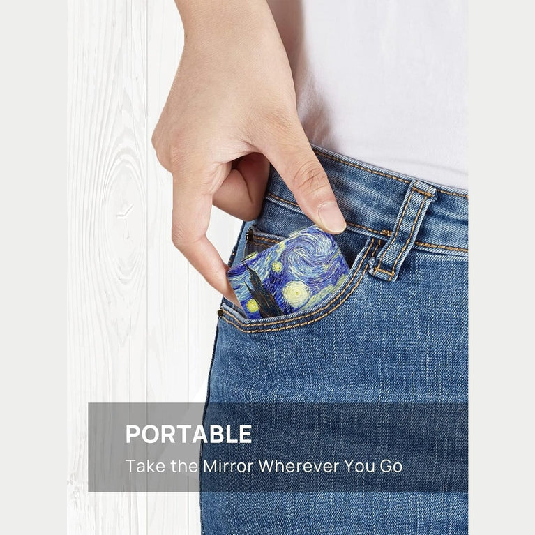 Square Compact Makeup Mirror with Magnetic Closure