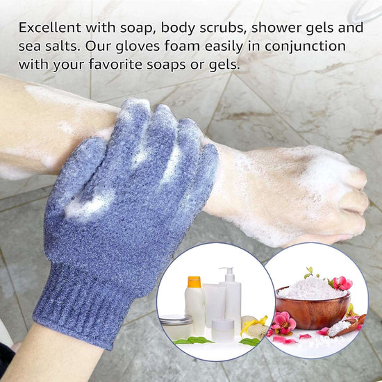 EvridWear Exfoliating Dual Texture Bath Gloves for Shower, Spa, Massage and Body Scrubs, Dead Skin Cell Remover, Gloves with hanging loop (1 Pair Heavy Glove)