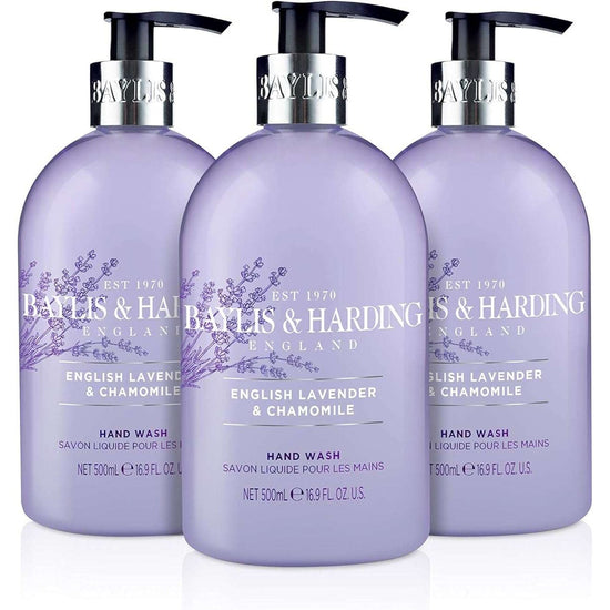 Baylis & Harding English Lavender and Chamomile Hand Wash, 500 ml (Pack of 3) - Vegan Friendly
