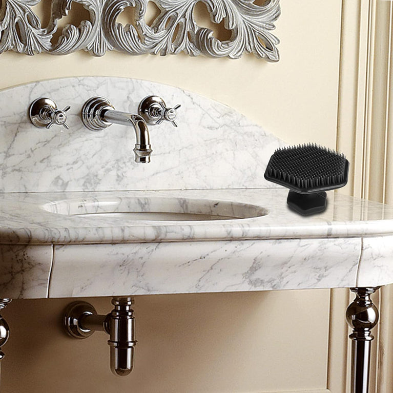 Ultimate Skin Smoothing Silicone Face Scrubber - Compact Black Face Massager Brush and Exfoliator