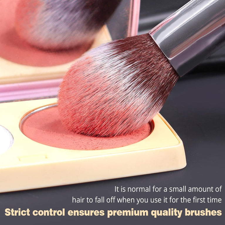 BEAKEY 12-Piece Makeup Brush Set with Blender Sponges - Black/Silver