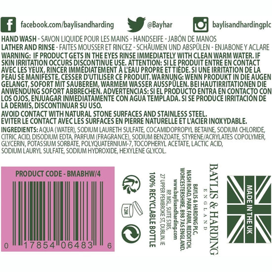 Baylis & Harding Jasmine and Apple Blossom Anti-Bacterial Hand Wash, 500 ml (Pack of 3) - Vegan Friendly