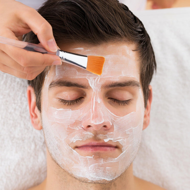 5-Piece Silver Facial Mask Application Brush Set with Clear Plastic Handle & Soft Synthetic Bristles