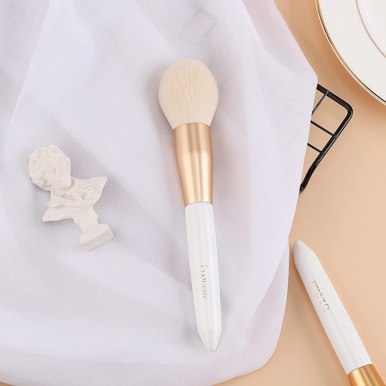 3-Piece Makeup Brush Set – White – Powder, Concealer and Blush Brushes, Vegan
