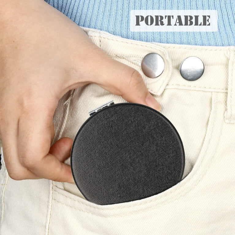 Elegant Black Compact Magnifying Vanity Mirror with Foldable Design