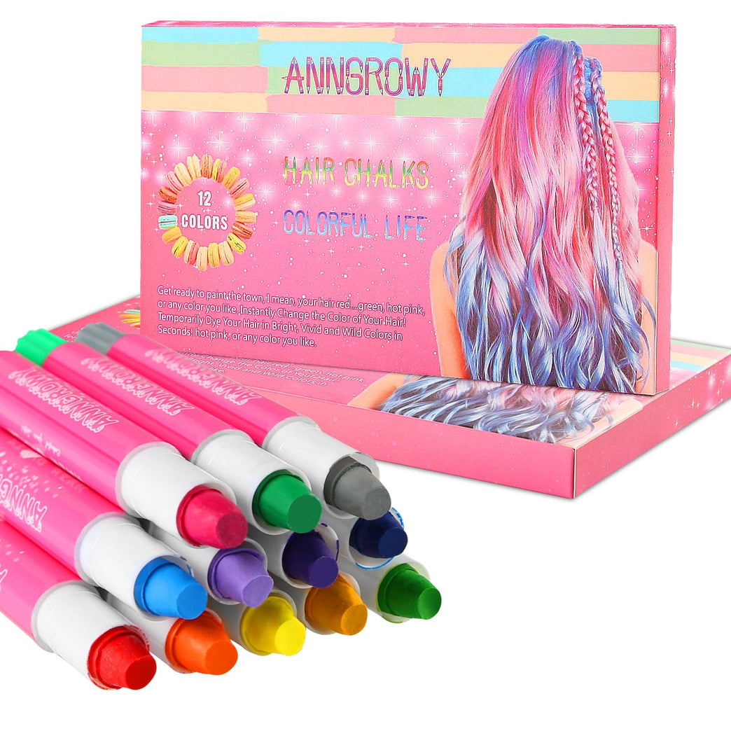 Colorful Hair Chalk Set for Kids and Adults - Temporary Hair Dye Kit with Washable Chalk Pens