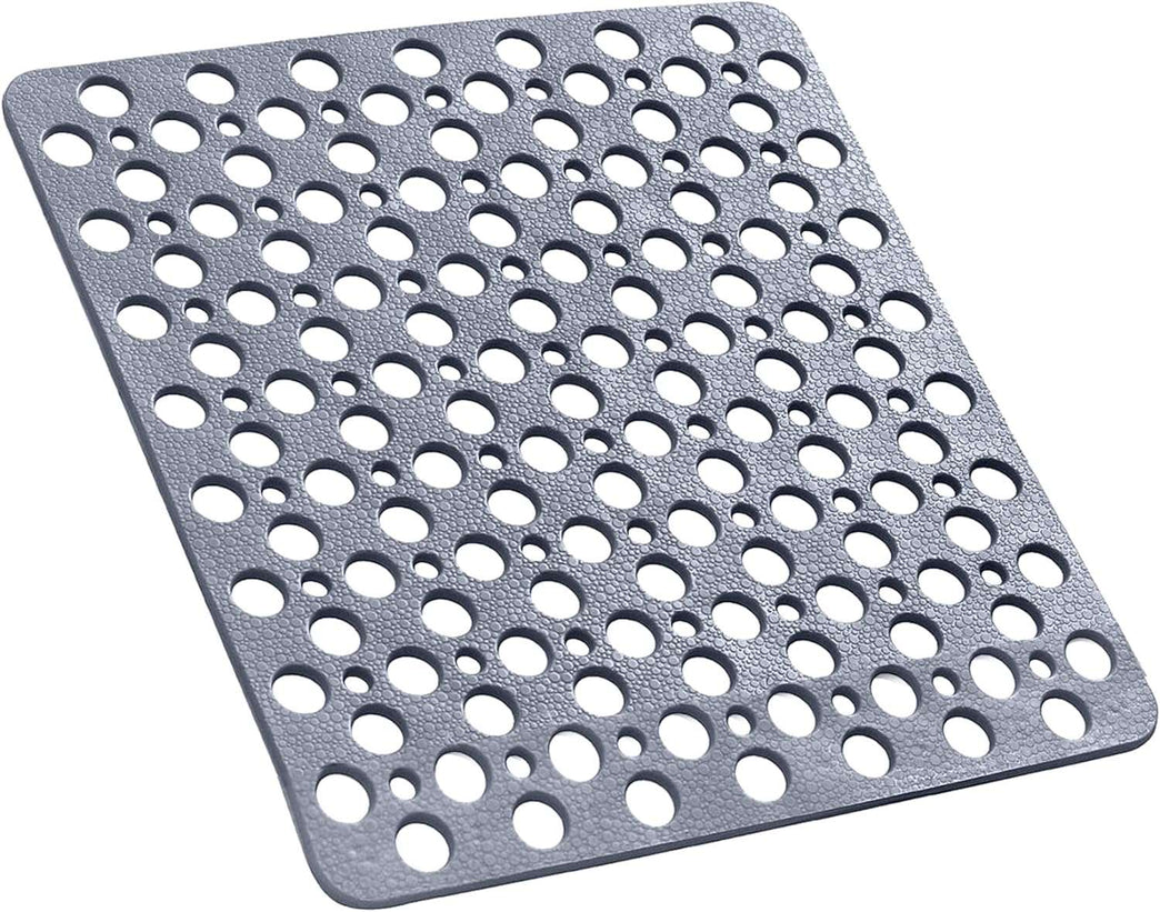 Bath Shower Mats Non Slip – Extra Large Durable Square Anti Mould Rubber Inside Bathtub Matt with Modern Design & Comfortable Suction Cups | Machine Washable | Size (53CM*53CM) (GREY)