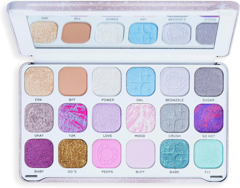 Makeup Revolution Y2K Inspired Dreamer Eyeshadow Palette - 18 Shades of Matte, Glitter & Shimmer, Cruelty-Free and Vegan