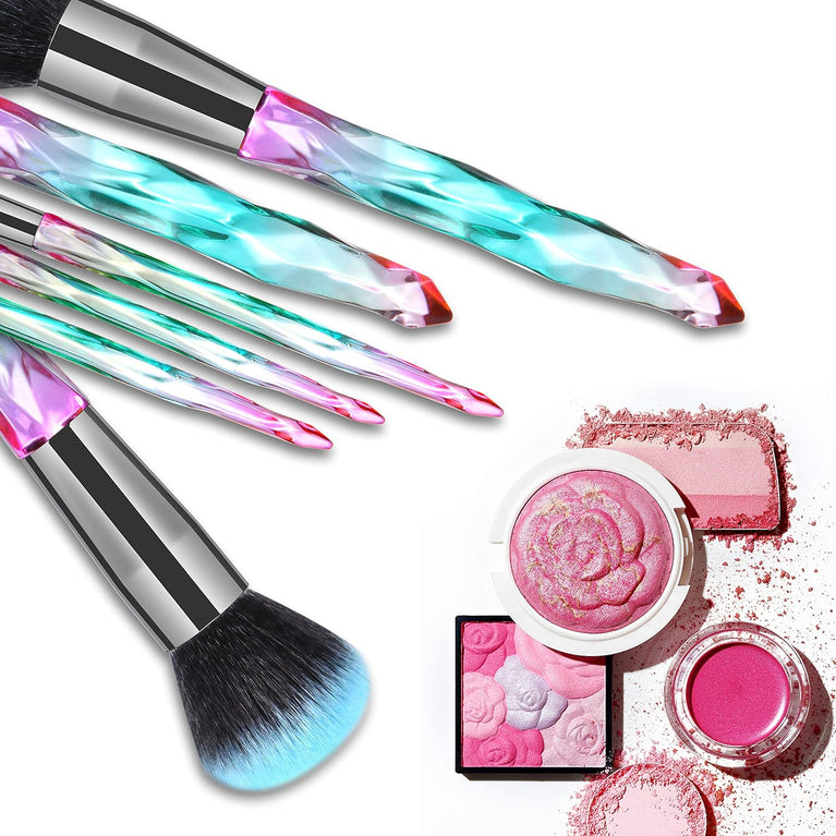 Crystal Gem Makeup Brushes Set with Starry Gift Box - 15pcs Professional Makeup Brush Collection in Blue