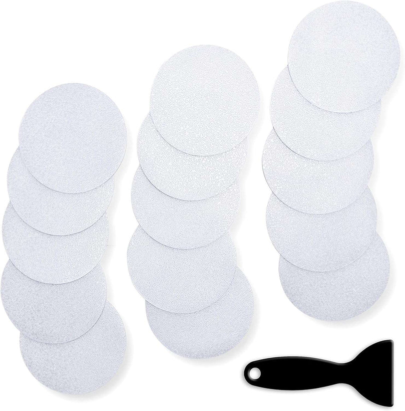 15 Big Transparent Anti-Slip Stickers for Bath and Shower | Textured Non-abrasive Stickers for Better Grip | Discreet Self Adhesive Circles with 4 in (10cm) diameter for better Safety | With Scraper
