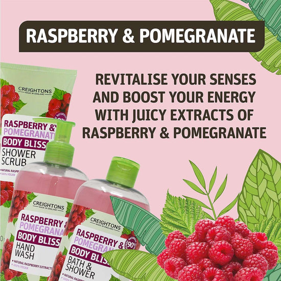Creightons Body Bliss Raspberry and Pomegranate Hand Wash (500 ml) - Revitalise Your Senses and Boost Your Energy with Juicy Extracts of Raspberry & Pomegranate, Vegan Friendly & Cruelty Free