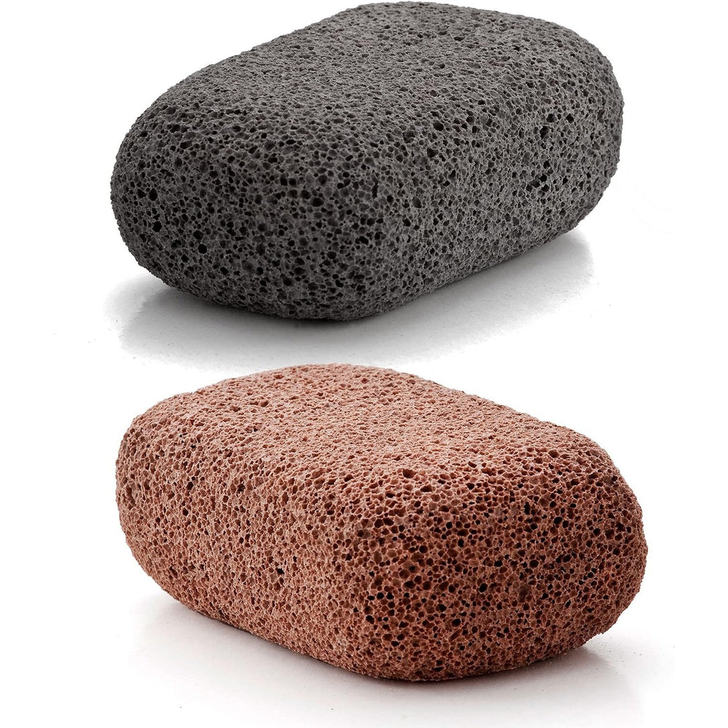 Vulcan Dual-Coloured Pumice Stones (Pack of 2, Terracotta and Grey) - Expert Solution for Hard Skin and Callus Removal