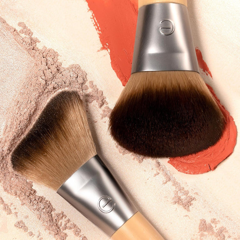 2x Radiant Blush & Highlight Brush Duo, Vegan & Cruelty-Free Synthetic Bristles for Skin Enhancement