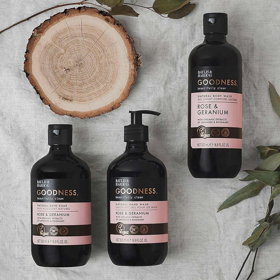 Baylis & Harding Goodness Rose & Geranium Natural Bath Soak, 500 ml (Pack of 3) - Vegan Friendly