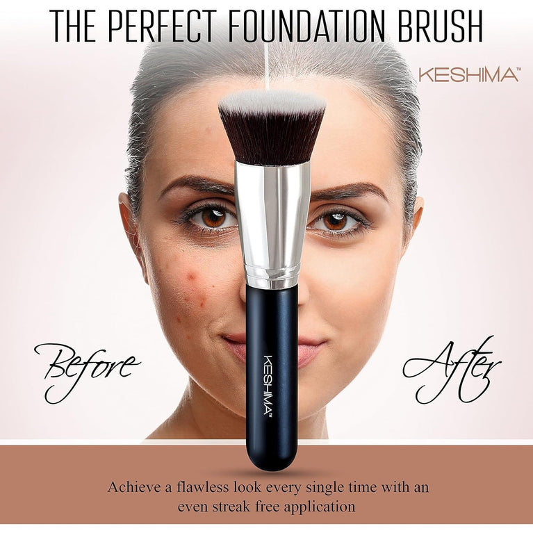 Professional Grade Liquid, Cream and Powder Foundation Buffing Brush, Superior Quality Synthetic Bristles, No-Shedding