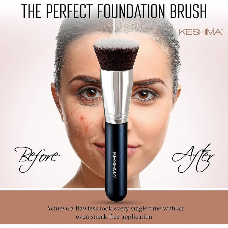 Professional Grade Liquid, Cream and Powder Foundation Buffing Brush, Superior Quality Synthetic Bristles, No-Shedding
