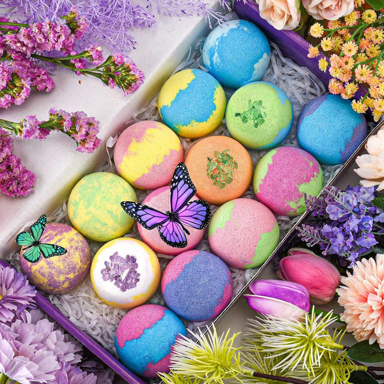 Bath Bombs Gift Set DUAIU 14Pcs Natural Bath Bomb Set Organic Bubble Bath Bombs with Essential Oil Gifts for Her Birthday Anniversary Valentines Mothers Day Gifts for Women Mom Girls