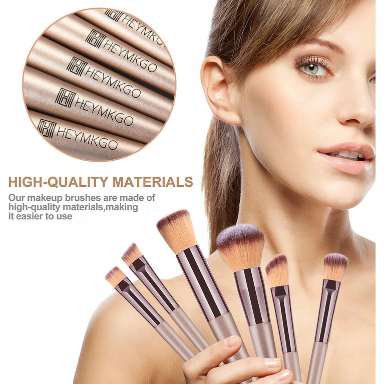 15-Piece Professional Champagne Gold Makeup Brush Set with Cosmetic Bag for Women