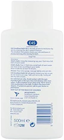 E45 Emollient Bath Oil 500 ml - Gently Cleanse & Hydrate Dry Skin