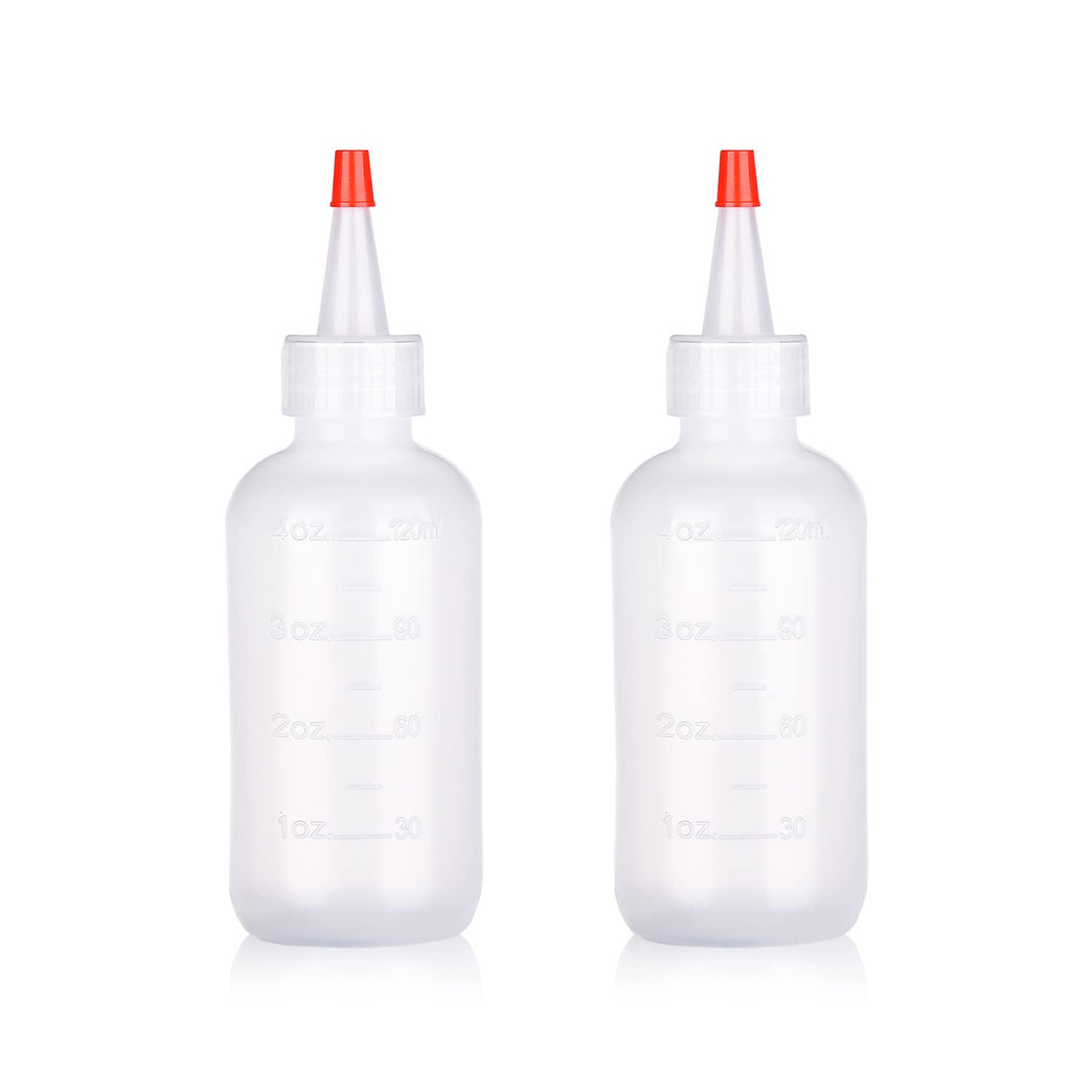 AOVNA 2-Pack Pointed Applicator Bottles for Salon Hair Care (120ml)