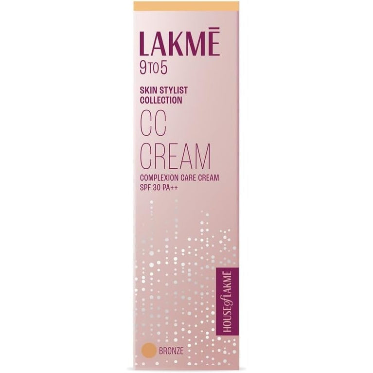 Lakme 9 To 5 SPF 30 Bronze CC Cream - Dark Spot Concealer and Skin Nourisher, 30g