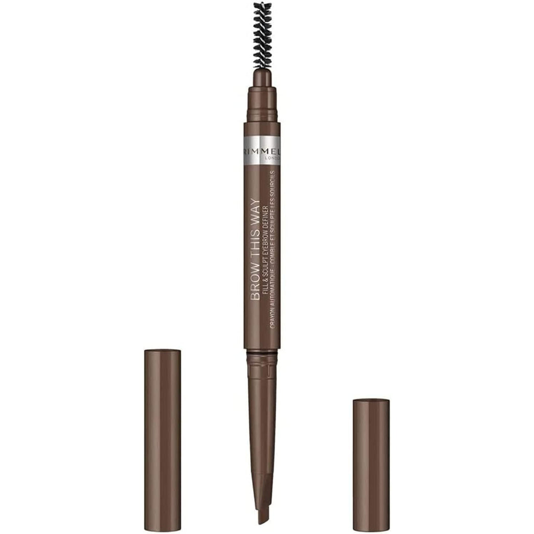 Rimmel London Easy Glide & Sculpt Brow Definer with Spoolie Brush, Medium Brown, Pack of 1