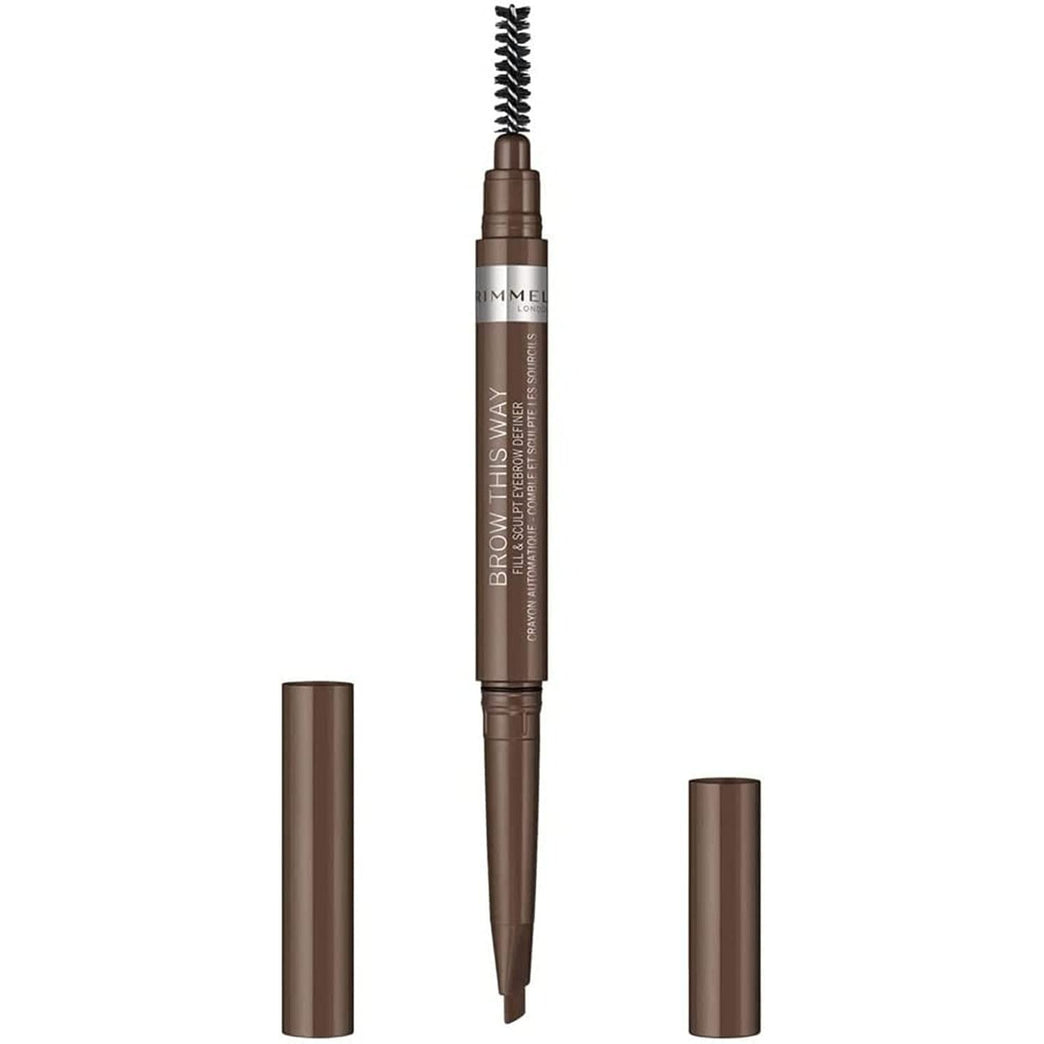 Rimmel London Easy Glide & Sculpt Brow Definer with Spoolie Brush, Medium Brown, Pack of 1