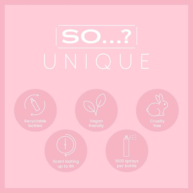 So...? Unique Womens Gift Set with Vanilla Candy, Sweet Pea, Truffle Cream, & Cashmere, Body Mist Fragrance Spray Set (4 x 50ml.)