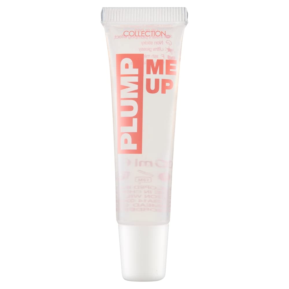 Peppermint Scented Plump and Shine Lip Gloss by Collection Cosmetics: High-Shine, Long Wearing, Non-Sticky, Vegan, 10ml, Clear