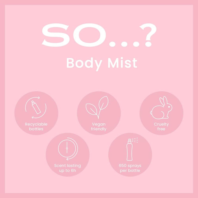 So…? Luscious Trio Womens Body Mist Gift Set with Pink Grapefruit, Vanilla and Candy Floss Mixed Fragrance Spray Set 3 x 100ml