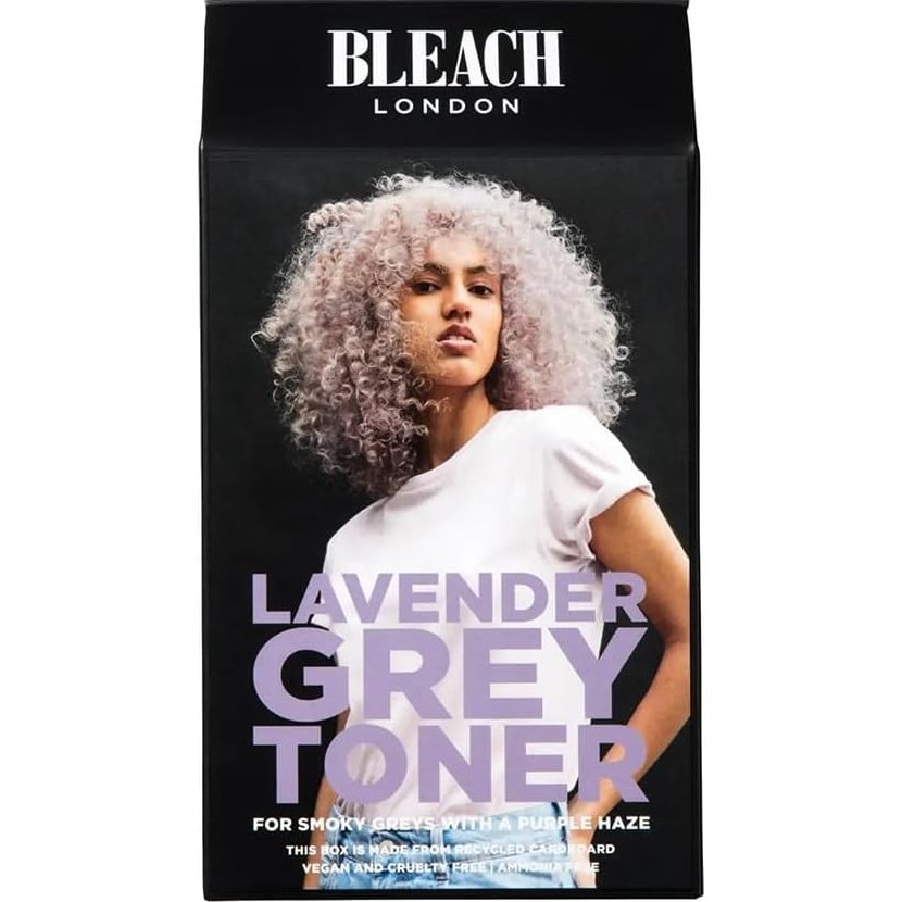 Bleach London Lavender Grey Toner Kit - Ammonia-Free Toning for Silvery Lilac Finish - Ideal to neutralise brassy yellow in Light Blonde Hair - with Smooth and Shine Complex (Complete Kit)