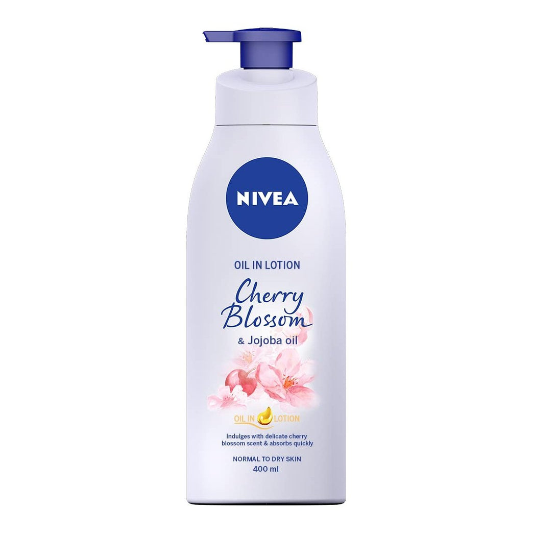 NIVEA Cherry Blossom & Jojoba Oil Oil-In Lotion 400ml, Intensive Moisturizing Body Lotion