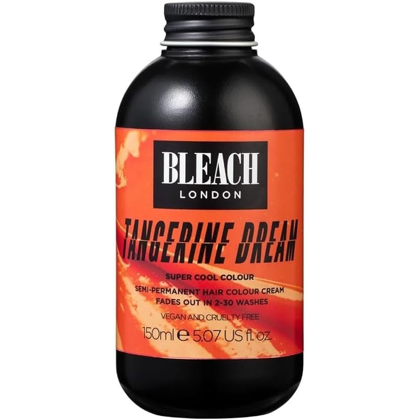 BLEACH LONDON Tangerine Dream Semi-Permanent Hair Colour Cream - Bright Orange, Vegan, Cruelty Free, Vibrant Temporary Dye 150 ml