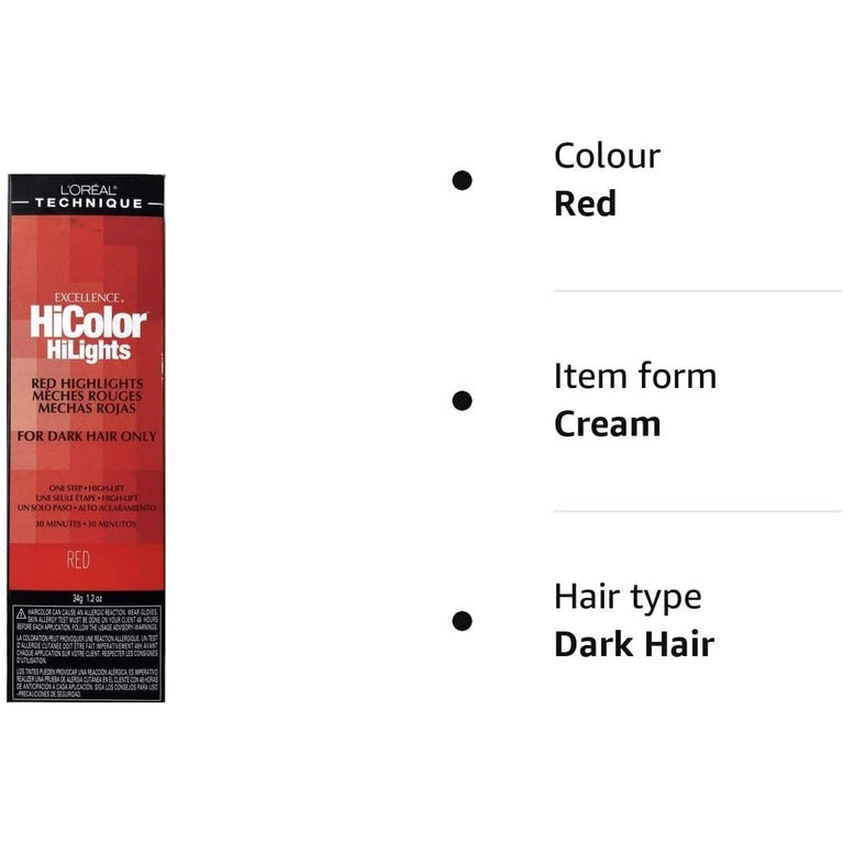L'Oreal Technique Excel Hicolor Red Dark Hair 34g (1-Pack)