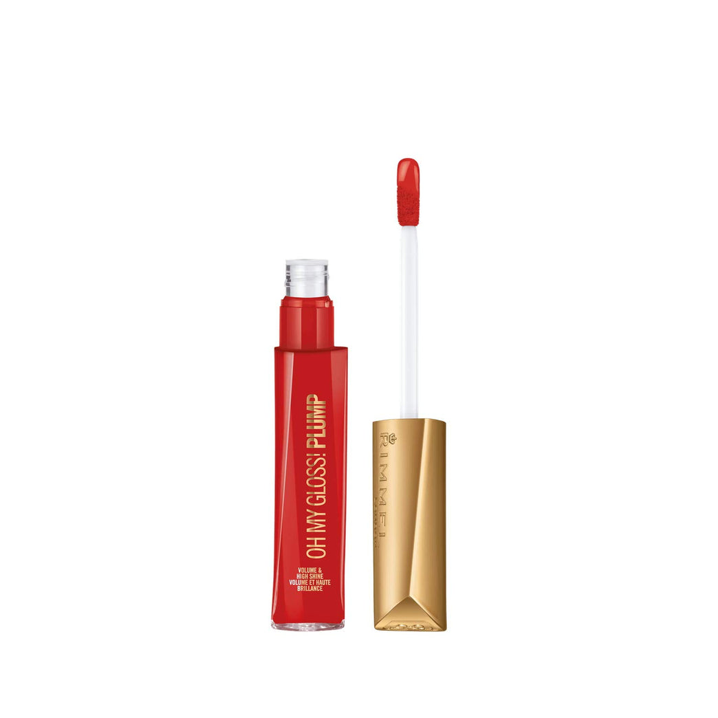 Rimmel London Oh My Gloss Plump Lip Shine with Moisturising Oils, Soft Lips and Ultra Bright Finish 3D Effect, 500 Saucy, 6 ml