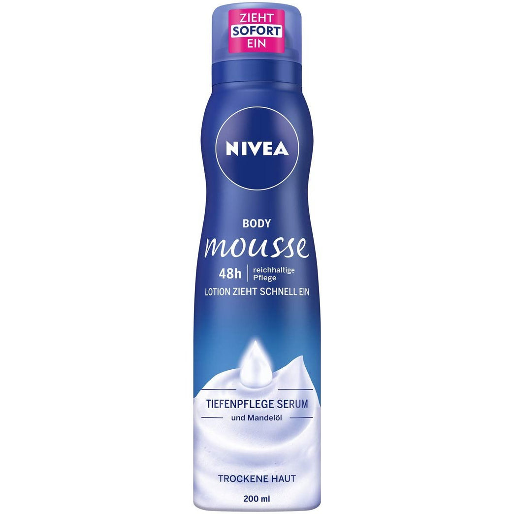 Nivea Almond Oil Body Mousse for Dry Skin, 200 ml Dispenser