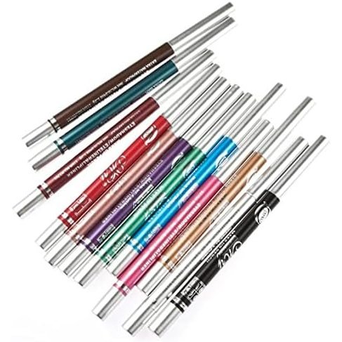 Chargenyang Vibrant 12-Piece Eyeliner, Eyebrow, and Lip Liner Makeup Set - Waterproof Cosmetic Kit